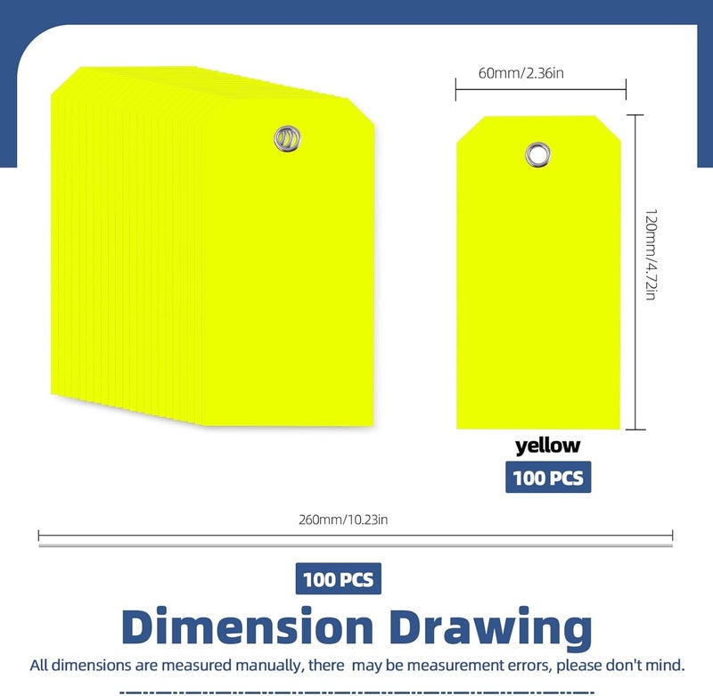 Glarks 101pcs Yellow 6 x 12cm Waterproof Writable Tags with String Set, PVC Shipping Tags, Heavy Duty Shipping Moving Tag, Blank Labeling Tag for Home, Office - Image 2